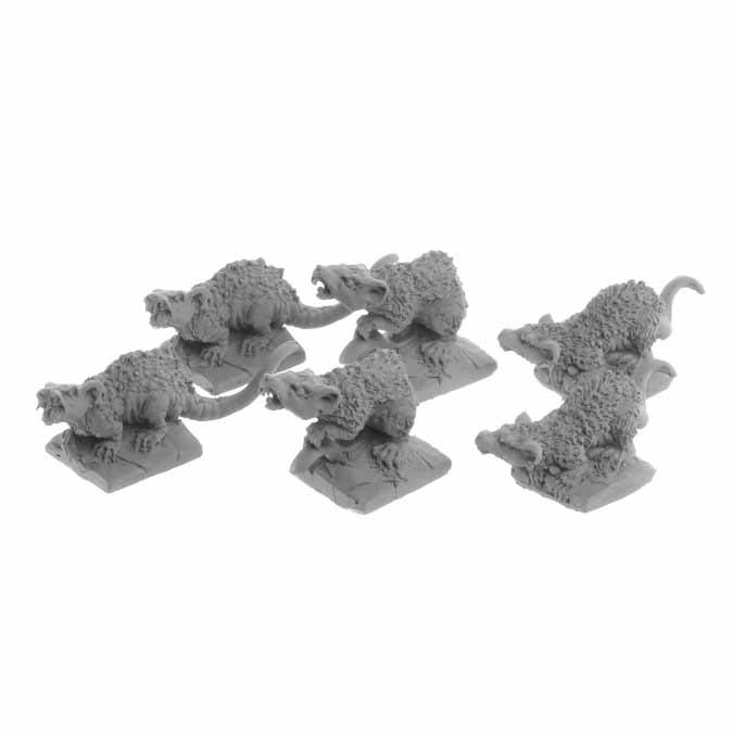 Dungeon Dwellers Bones USA Giant Tomb Rats (6) #07031 Unpainted Plastic Figures