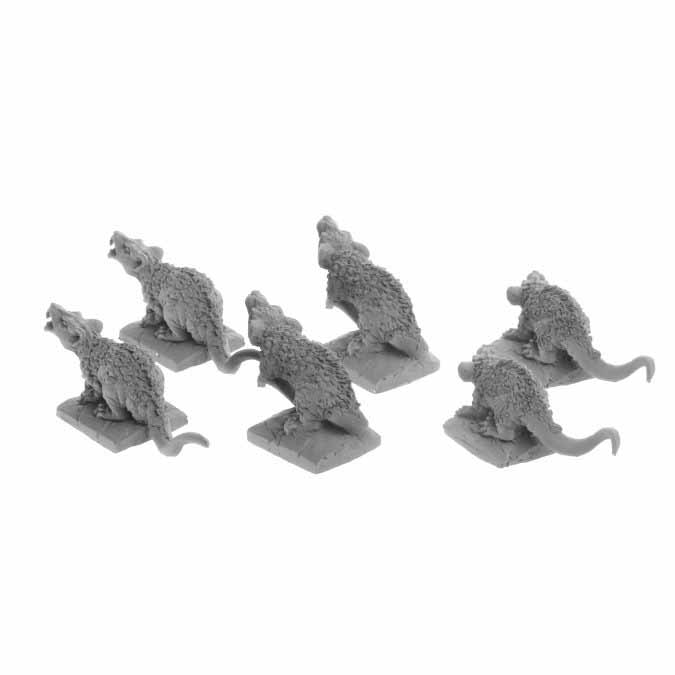 Dungeon Dwellers Bones USA Giant Tomb Rats (6) #07031 Unpainted Plastic Figures