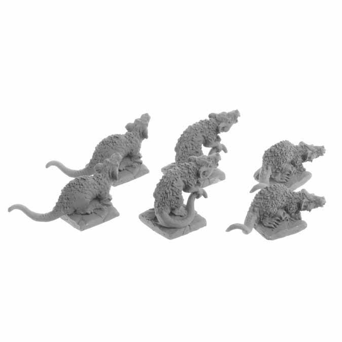 Dungeon Dwellers Bones USA Giant Tomb Rats (6) #07031 Unpainted Plastic Figures