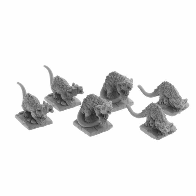 Dungeon Dwellers Bones USA Giant Tomb Rats (6) #07031 Unpainted Plastic Figures