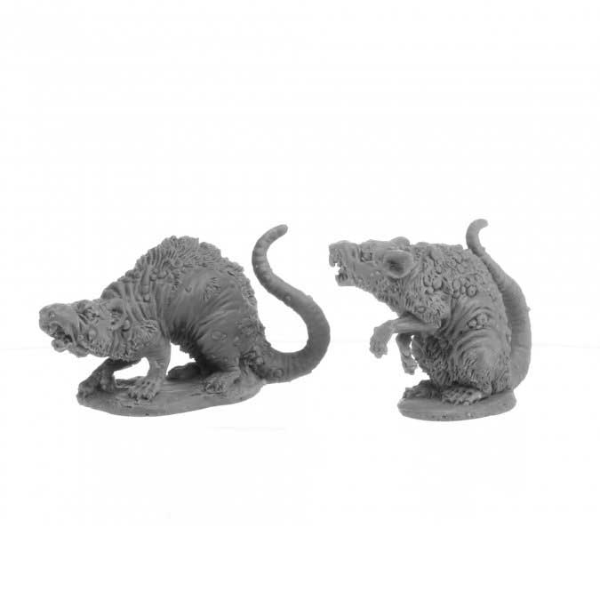 Dungeon Dwellers Barrow Rats (2) #07035 Bones USA Unpainted Plastic Figures