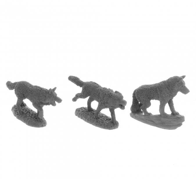 Dungeon Dwellers Wolf Pack (3) #07038 Bones USA Unpainted Plastic Figures