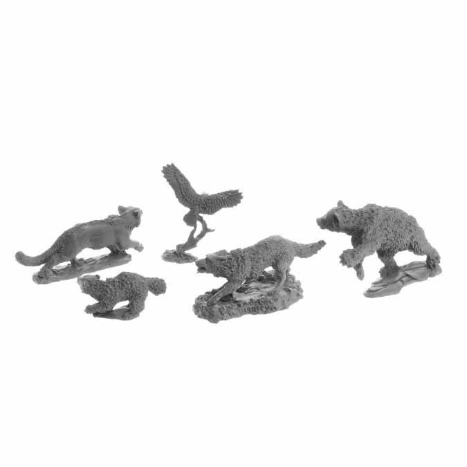 Dungeon Dwellers Animal Companions (5) #07040 Bones USA Unpainted Plastic Minis