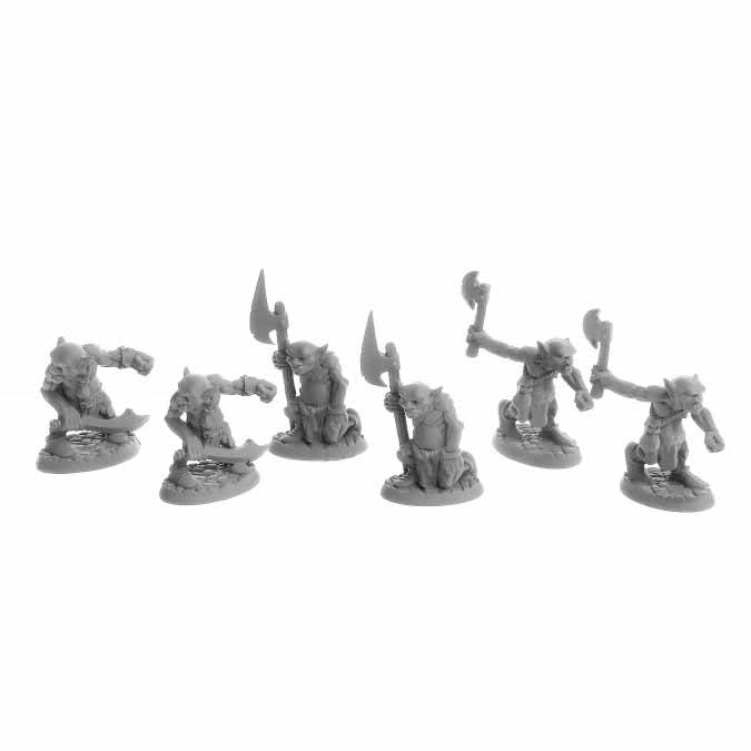 Dungeon Dwellers Goblin Raiders (6) #07043 Bones USA Unpainted Plastic Figures