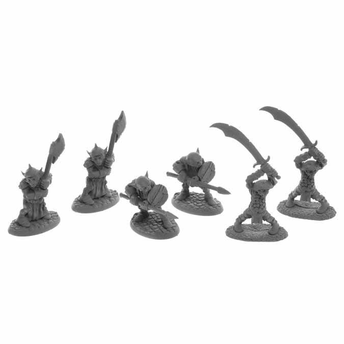 Dungeon Dwellers Goblin Warriors (6) #07044 Bones USA Unpainted Plastic Figures