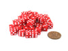 Set of 50 8mm Six-Sided D6 Small Square-Edge Dice - Red with White Pips