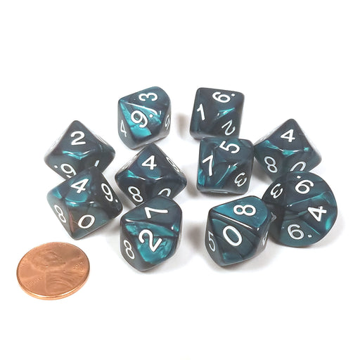 Pack of 10 D10 16mm Koplow Games Pearl Dice - Emerald