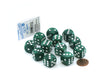 Case of 12 Deluxe Marble 16mm Round Edge Dice - Green with White Pips