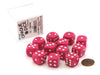 Case of 12 Deluxe Opaque 16mm Round Edge Dice - Pink with White Pips