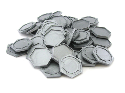 Chessex 28mm Grey Plastic Hex Bases with Lip #08605F for RPG Miniatures (50)