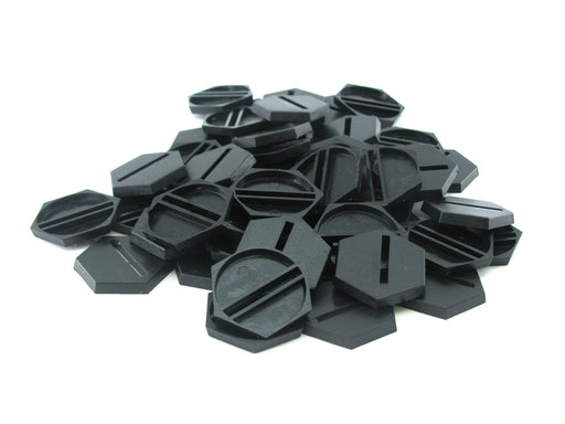 Chessex 25mm Black Plastic Slotted Hex Bases #08606F for RPG Miniatures (50)