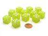 Case with 12 16mm Glow in the Dark Dice - Lemon Color with White Pips