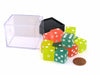 Case with 12 16mm Glow in the Dark Dice - 4 Each of Lemon Lime and Peach Colors