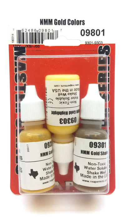 Reaper Miniatures NMM Gold Colors #09801 Master Series Triads 3 Pack .5oz Paint