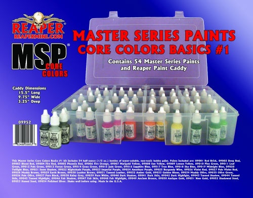 Reaper Miniatures MSP #09952 Master Series Paints Core Colors Basics #1, 54 Colors (09001-09054)