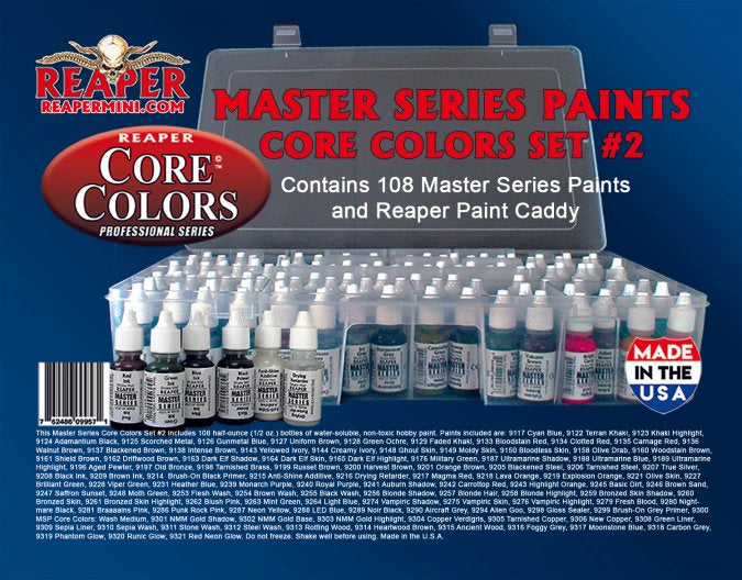 Reaper Miniatures #09957 Master Series Paints Core Colors Set #2, 108 Colors (09117-09321)