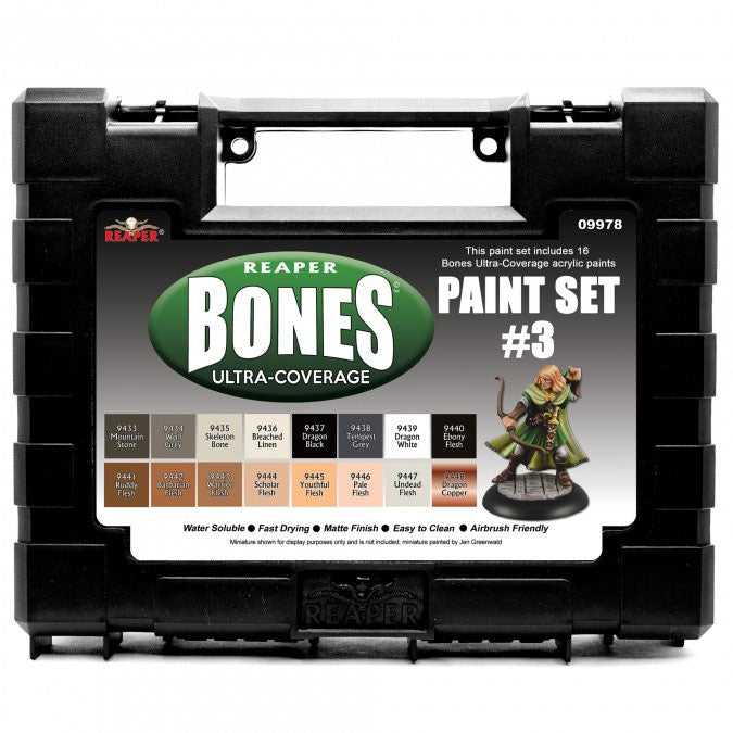 Reaper Miniatures #09978 MSP Bones Ultra-Coverage Paint Set #3 - 16 Bottles