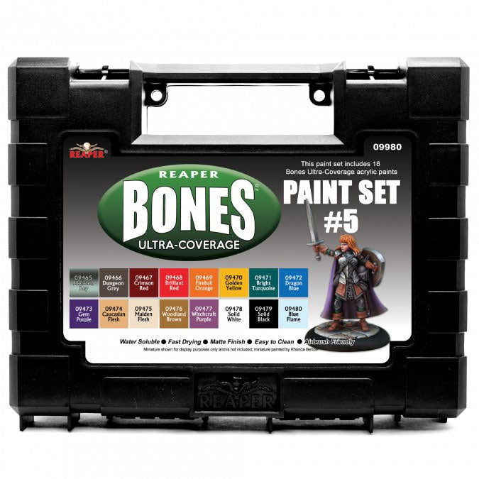 Reaper Miniatures #09980 MSP Bones Ultra-Coverage Paint Set #5 - 16 Bottles