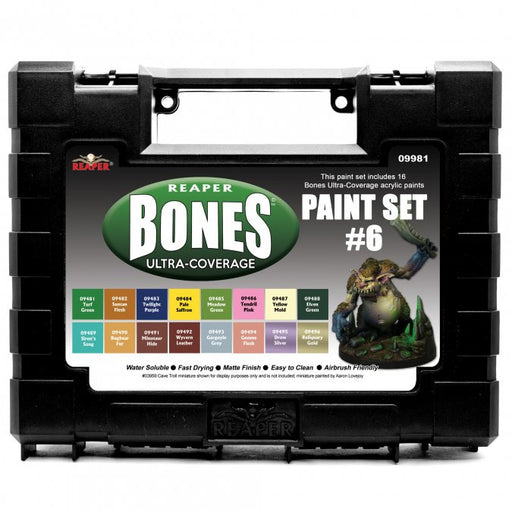 Reaper Miniatures #09981 MSP Bones Ultra-Coverage Paint Set #6 - 16 Bottles