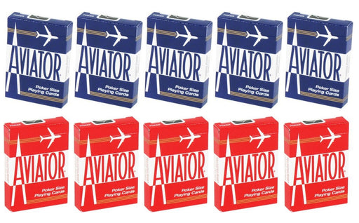 Aviator Standard Index Playing Cards - 5 Red Decks and 5 Blue Decks