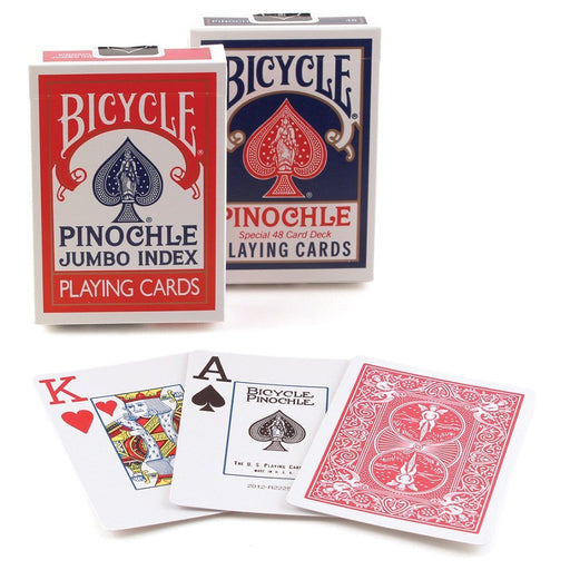 Bicycle Pinochle Jumbo Index Playing Cards - 1 Red and 1 Blue Deck