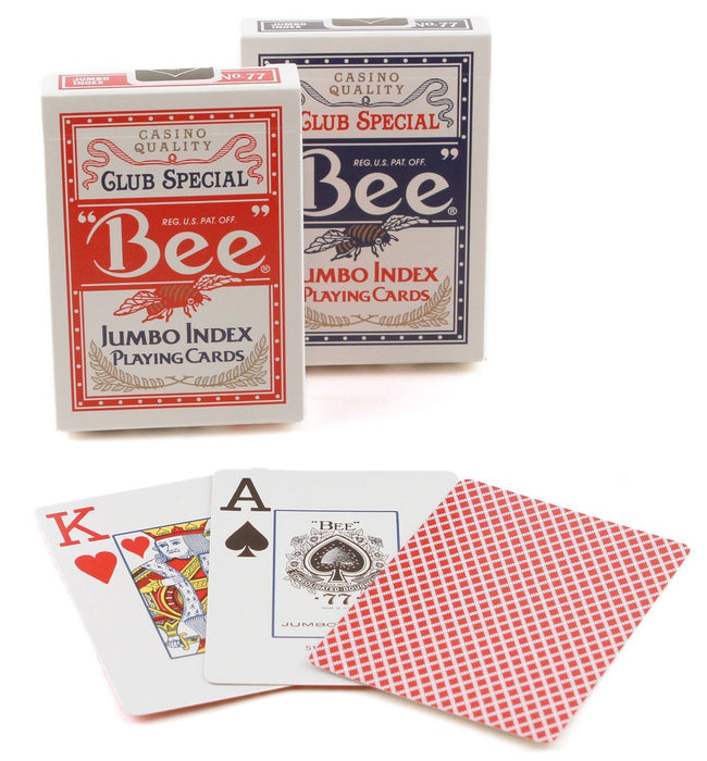 Bee Jumbo Index Poker Playing Cards - 1 Red and 1 Blue Deck