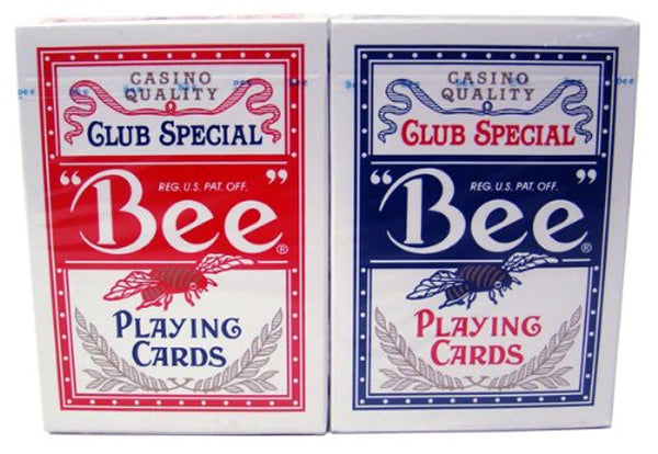 Bee No.92 Standard Index Poker Playing Cards - 1 Red and 1 Blue Deck