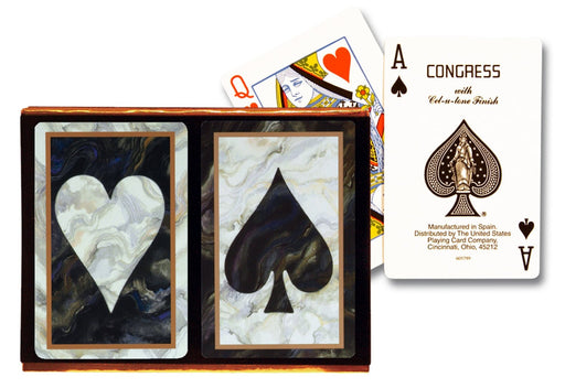 Congress Black Marble Cellutone Finish Standard 2 Pack Bridge Playing Cards