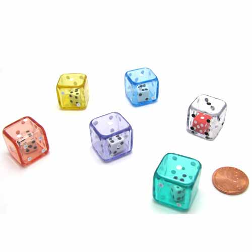 Set of 6 Six D6 Sided 19mm Double Dice Die RPG Math Education Assorted Color