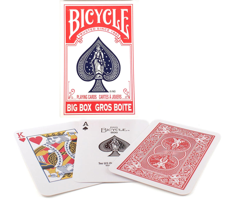 Bicycle Big Box Red Playing Cards - 4.5" Wide x 7" Tall Large Jumbo Card Deck