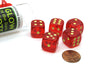 Set of 5 16mm D6 Glow In the Dark Spots Dice in Tube - Red