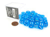 Case of 36 Deluxe Transparent Small 12mm Round Edge Dice - Turquoise with White