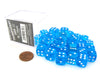 Case of 36 Deluxe Transparent Small 12mm Round Edge Dice - Turquoise with White