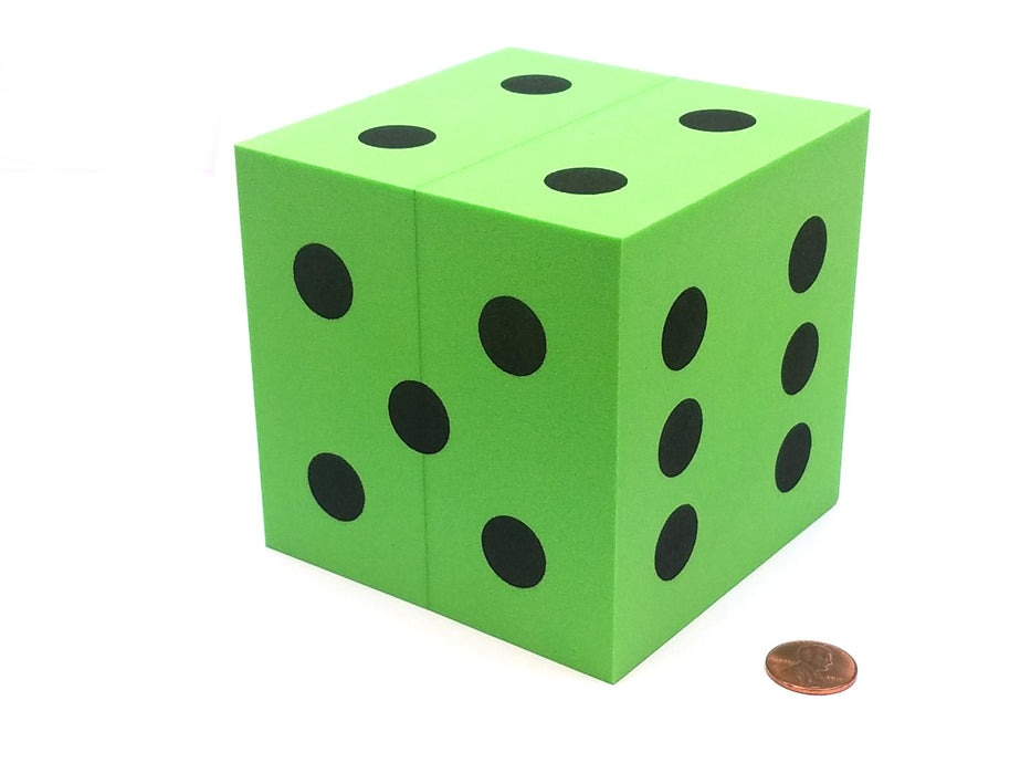 Single Huge Very Large 100mm Foam Dice (1 Piece) - Green with Black