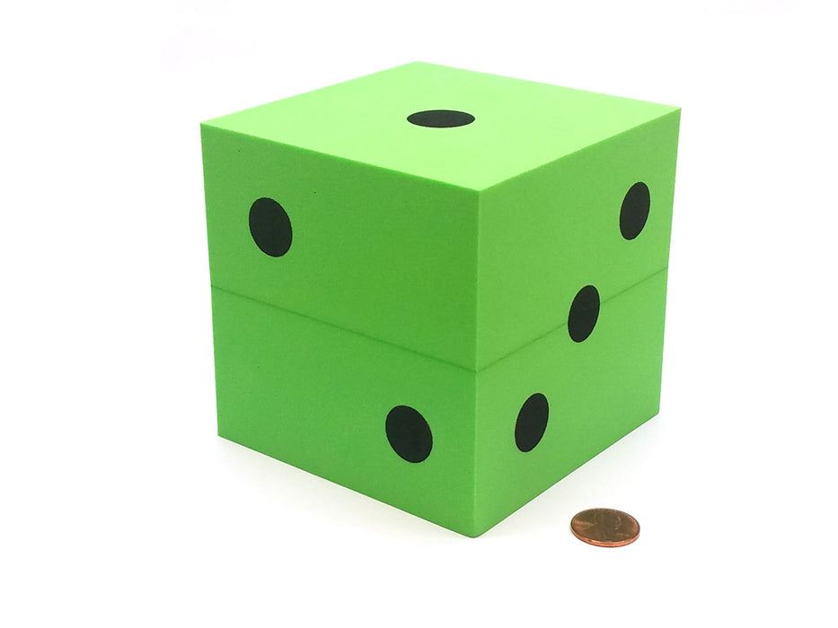 Single Huge Very Large 100mm Foam Dice (1 Piece) - Green with Black