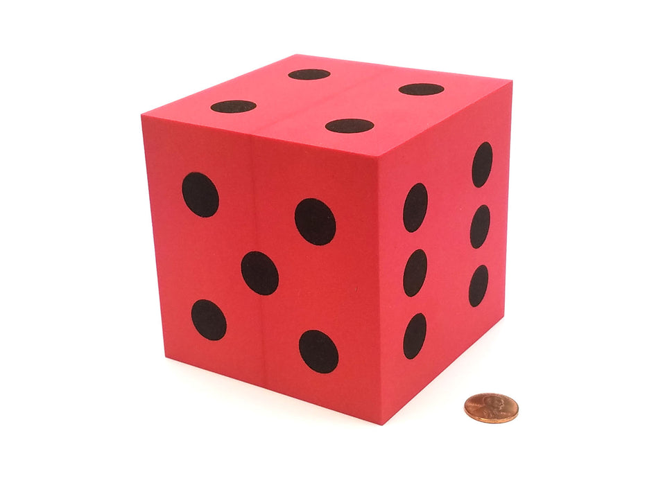 Single Huge Very Large 100mm Foam Dice (1 Piece) - Red with Black