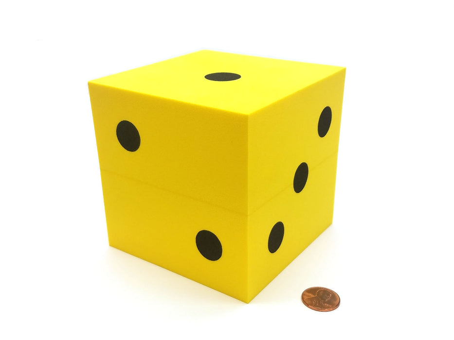 Single Huge Very Large 100mm Foam Dice (1 Piece) - Yellow with Black