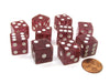 Set of 10 D6 16mm Glitter Dice - Red with White Pips