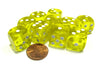 Set of 10 D6 16mm Round Corner Transparent Dice - Yellow with White Pips