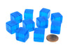Pack of 10 16mm Square Transparent Blank Dice Cubes - Blue