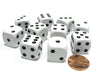 Set of 10 Six Sided Round Corner Opaque 16mm D6 Dice - White with Black Pip