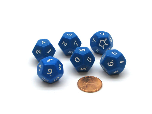 Pack of 6 D12 'Jester' Dice - Blue with White Numbers