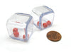 Pack of 2 '3 In a Cube' Dice - Three 5mm Red Tiny Dice Inside 25mm Clear Cube