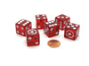 Pack of 6 "Fabulous Las Vegas" Transparent 19mm Dice - Red with White Numbers