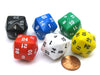 Set of 6 D24 24mm Dice-Assorted-1 Each of Red, White, Blue, Black, Green, Yellow