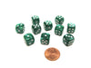 Pack of 10 Deluxe Round Edge Small 12mm Marble D6 Dice - Green
