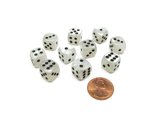 Pack of 10 Deluxe Round Edge Small 12mm Marble D6 Dice - White