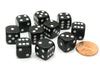 Pack of 10 12mm Round Edge Opaque Small Dice - Black with White Pips