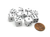 Pack of 10 12mm Round Edge Opaque Small Dice - White with Black Pips