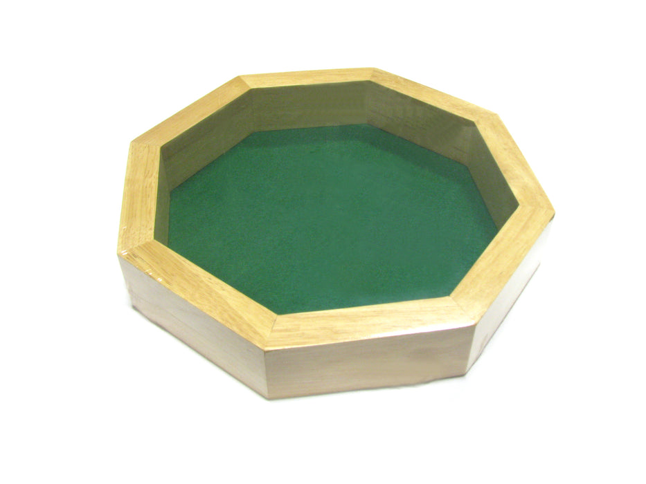 10" Wood Dice Tray with Green Felt Bottom - Rolling Dice Wooden Tray